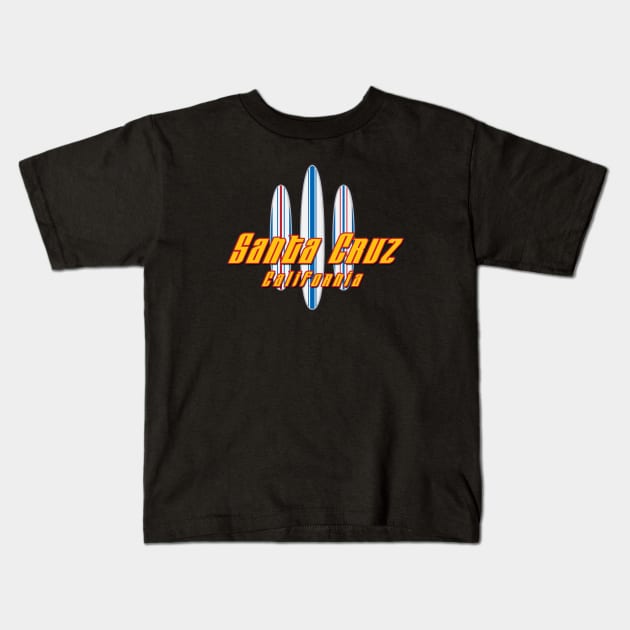 Santa Cruz Logo Three Surfboards Kids T-Shirt by PauHanaDesign